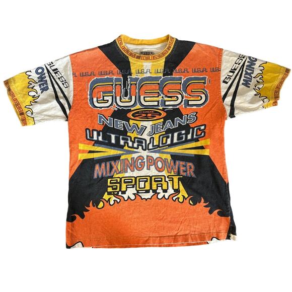 Rare Vintage GUESS Jeans USA XL Mixing Power Tshirt Tee Exclusive Design - Picture 1 of 10